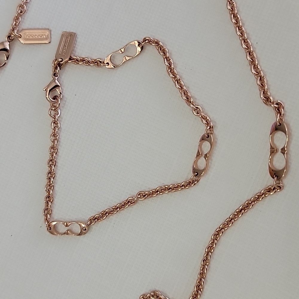 Coach Rose Gold Chain Bracelet And Necklace SET - Picture 8 of 8